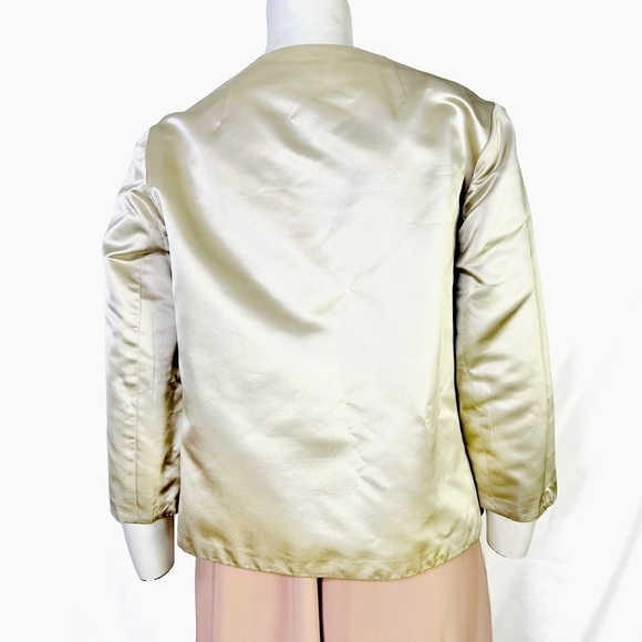 VINTAGE DYNASTY BRITISH CROWN COLONY SILK BLAZER 60s RARE REVERSIBLE IVORY 10 - Picture 9 of 11